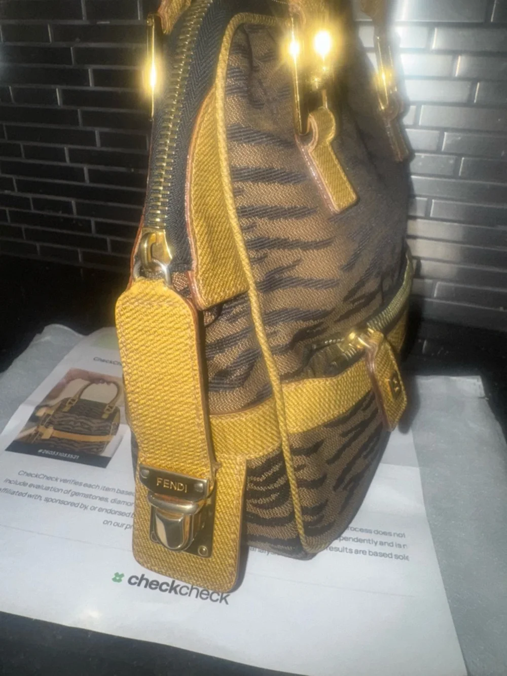 Fendi (RARE) Zebra Print Brown Shoulder Bag - Picture 5 of 13